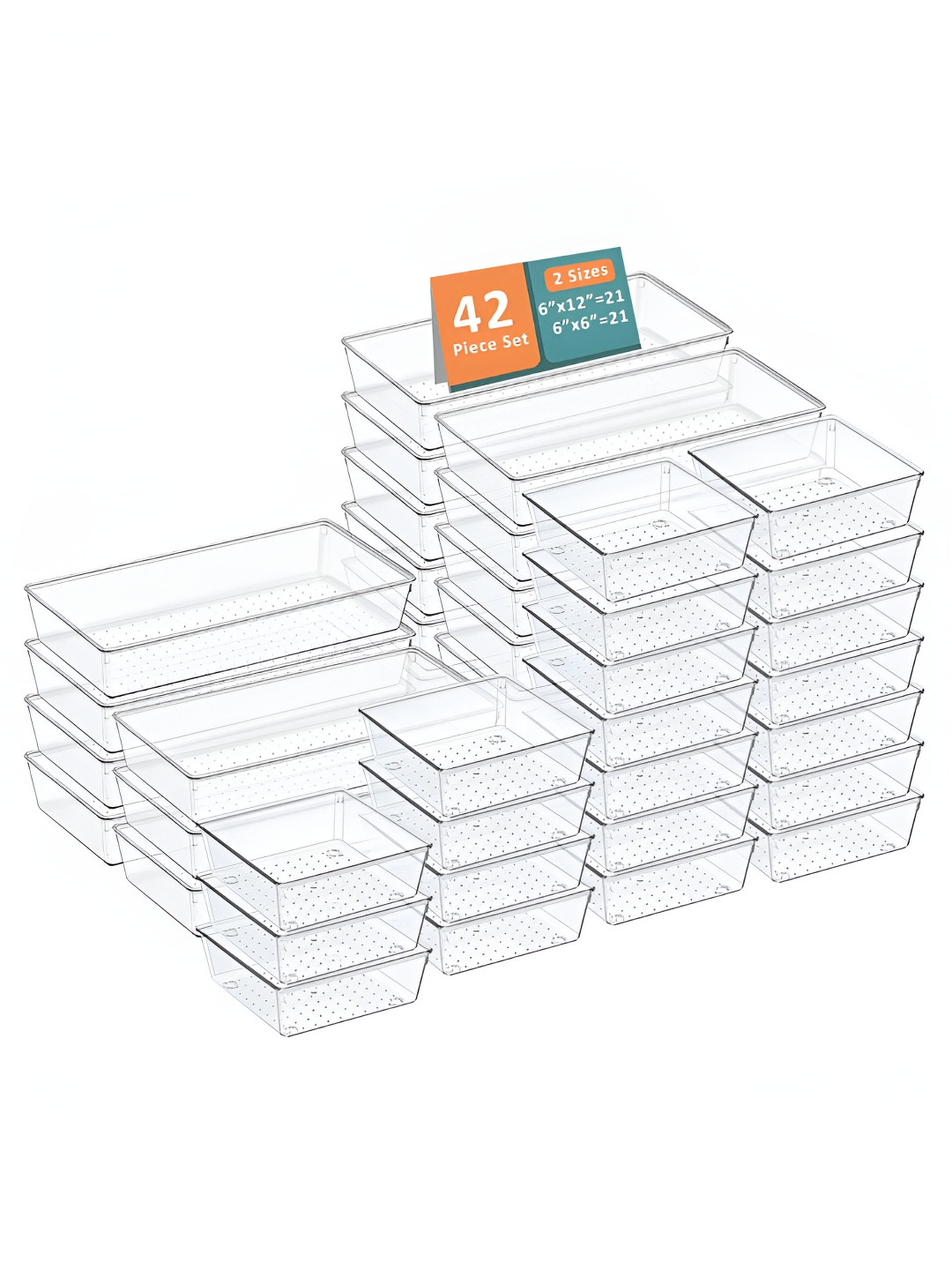 Aura Transparent 42 Pcs Set Multi-Purpose Plastic Makeup Organisers Cosmetics Organisers