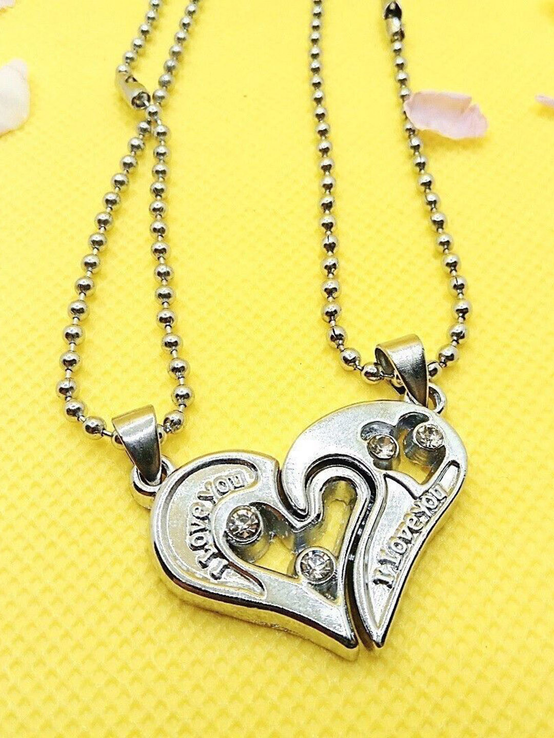 J.S ENTERPRISES Couples Heart Shaped Pendants with Chains