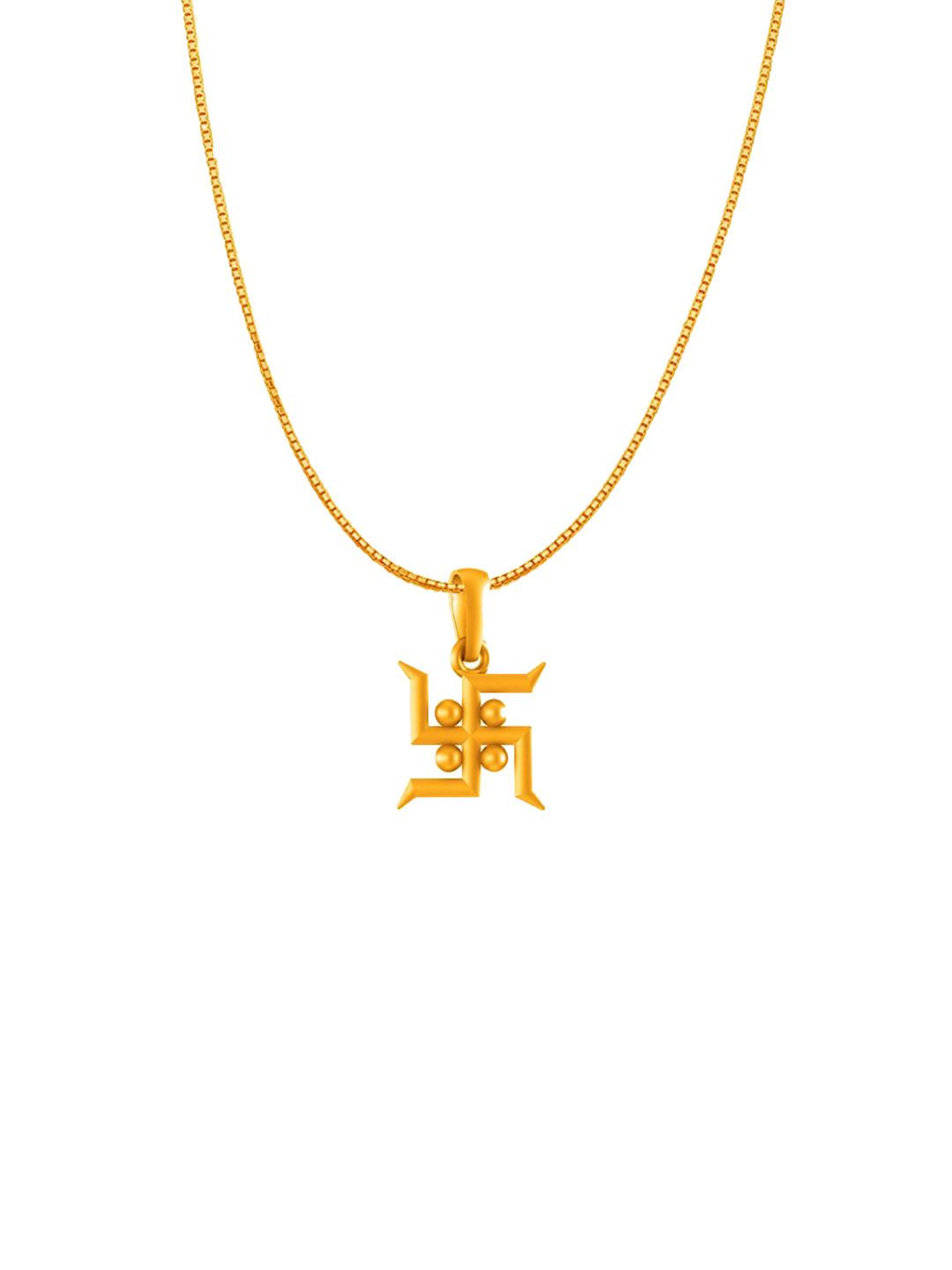 AKSHAT SAPPHIRE Gold-Plated Swastik Pendant with Chain