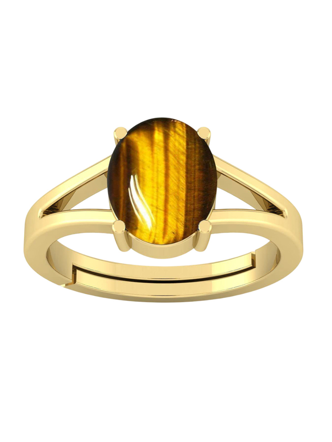 RSPR Gold-Toned Sapphire Pukhraj Gemstone Studded FingerRing