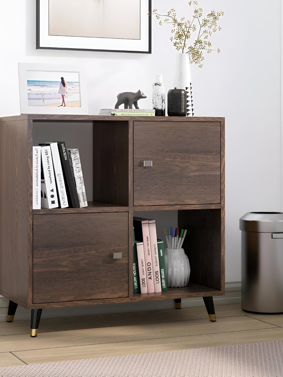 HEXA RED Brown Moisture & Termite Resistant Free Standing Book Shelf