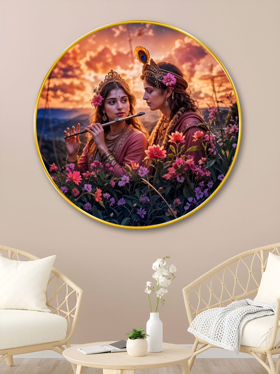 Livin'luxe Pink & Yellow 1 Piece Wood Religious Wall Paintings