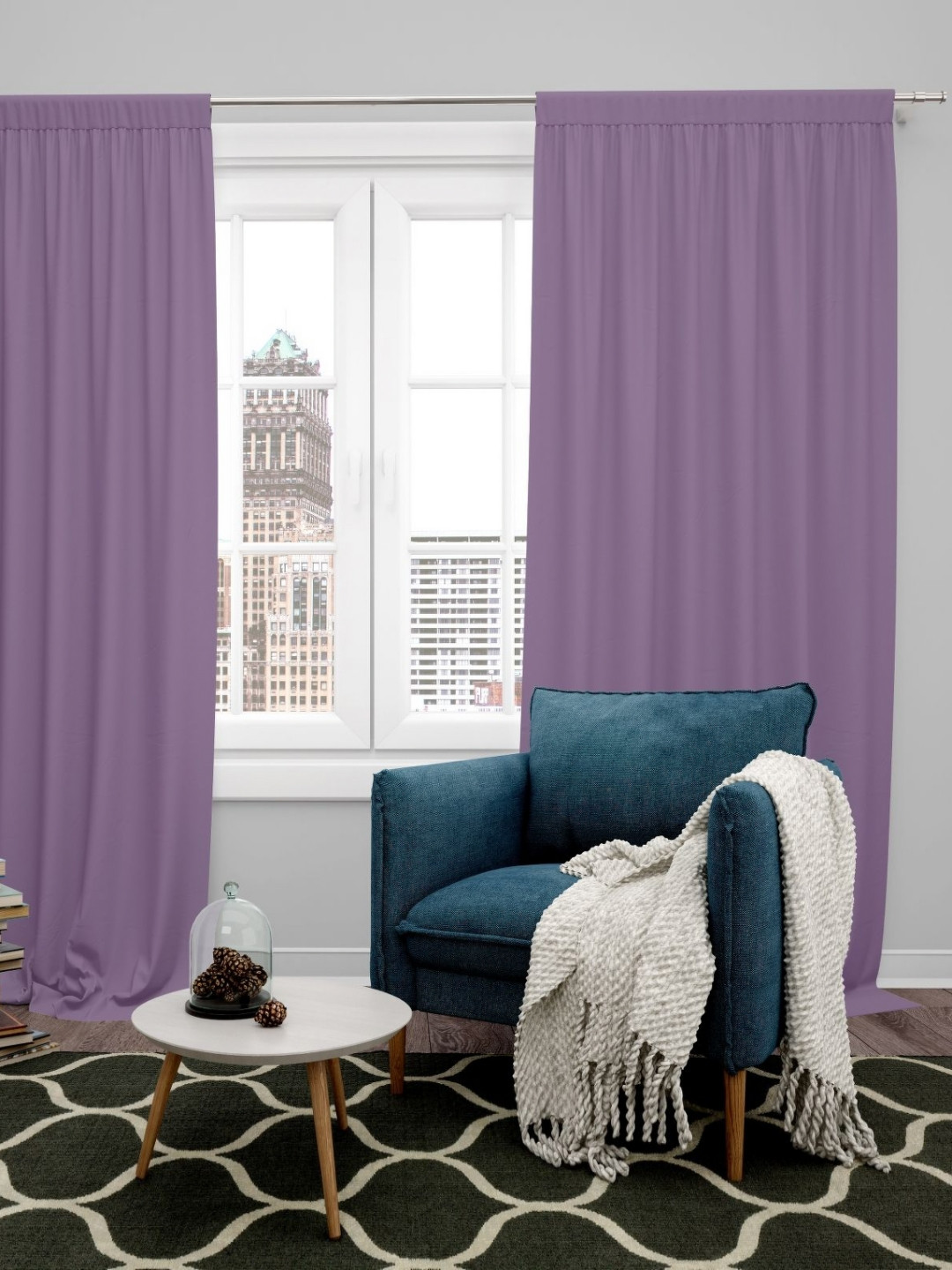 Parda Online Lavender Black Out Long Door Curtain