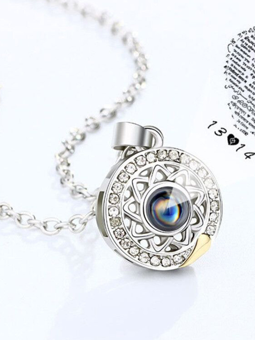 DIVASTRI Silver-Plated Sun And Moon Pendant with Chain