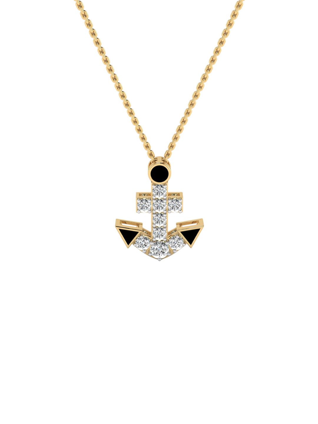 SHINE ETERNAL 18 Kt Yellow Gold Lab Grown Diamond Enchanted Anchor Pendant-2.404g