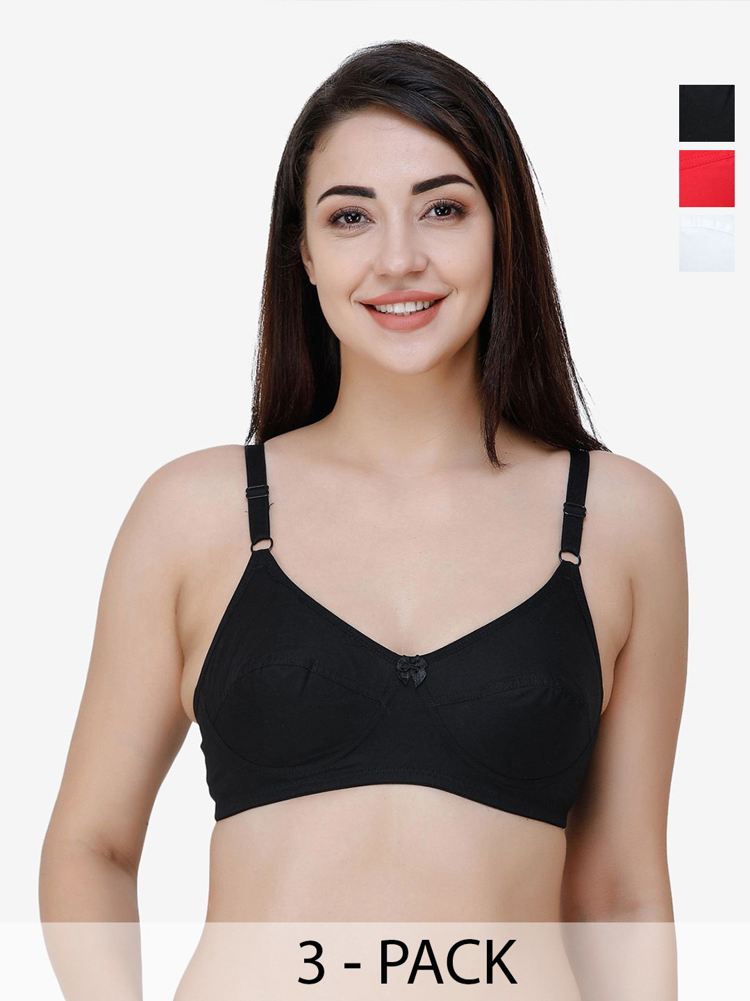 College Pack of 3 Cut and Sew Full Coverage Bra