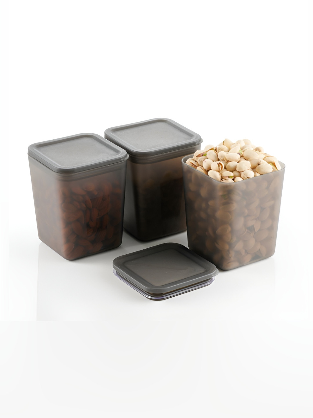 Myntra Elegant Homes M-Elegent Black Plastic Easy To Clean 3 Piece Clip-On Canister