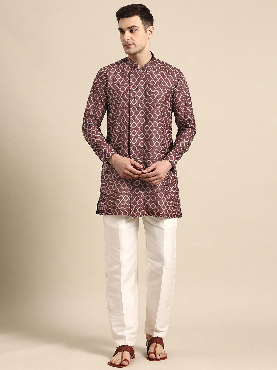 Simaaya Men Ethnic Motifs Printed Pure Cotton Kurta with Trousers