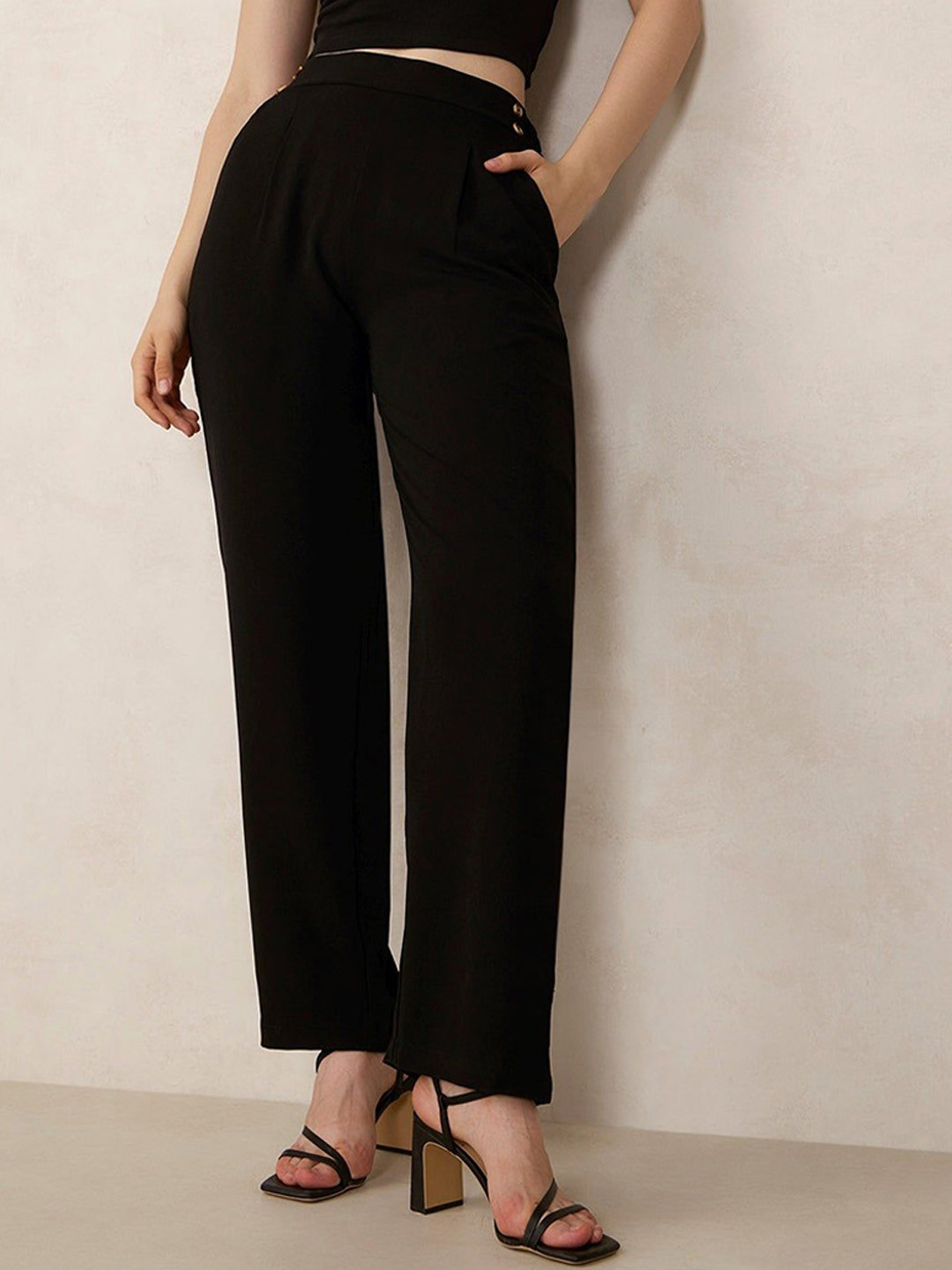 Outzidr Women Waist Button Pull On Pants