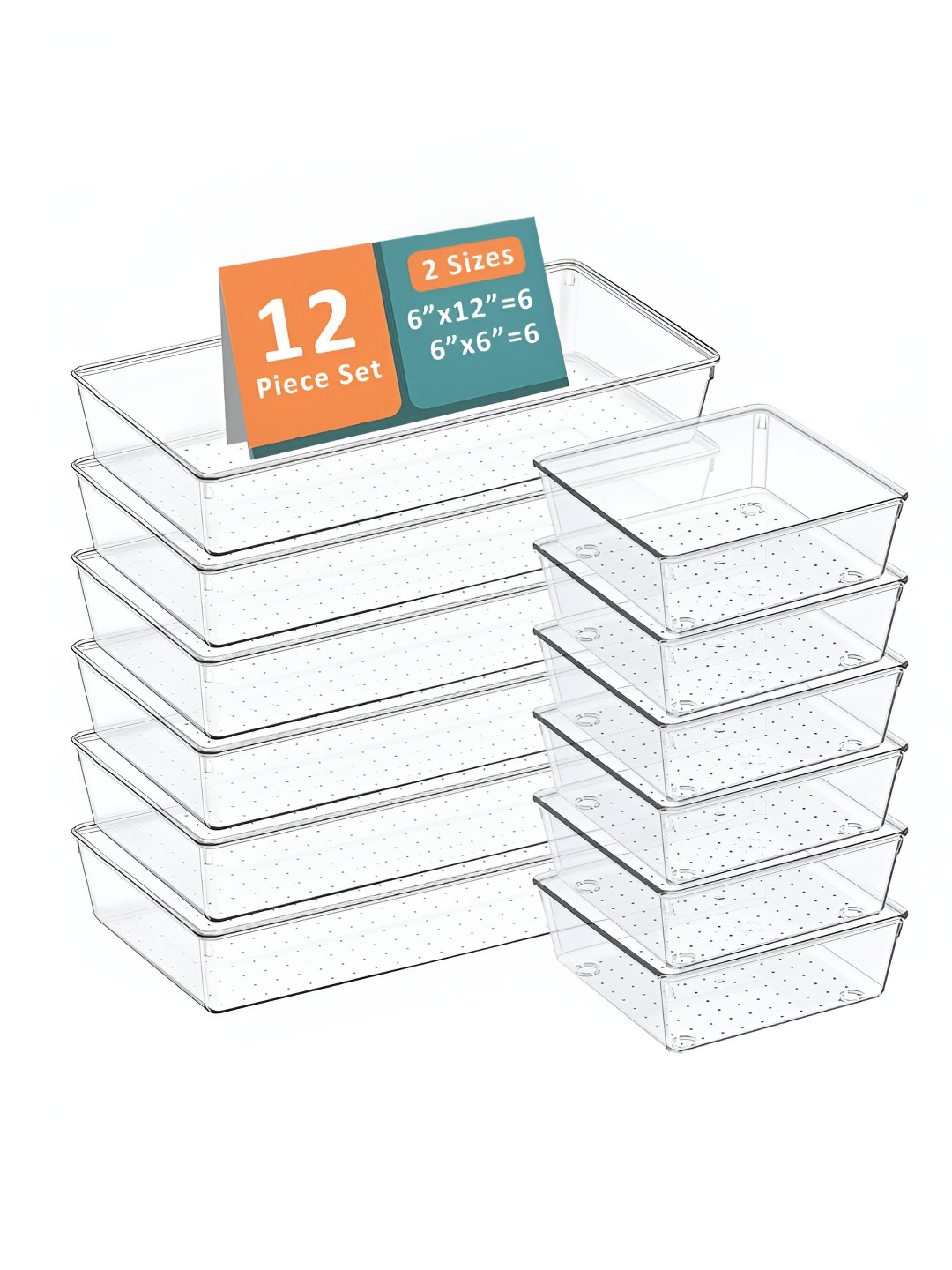 Aura Transparent 12 Pcs Set Multi-Purpose Makeup Organisers Storage Desk Organizers