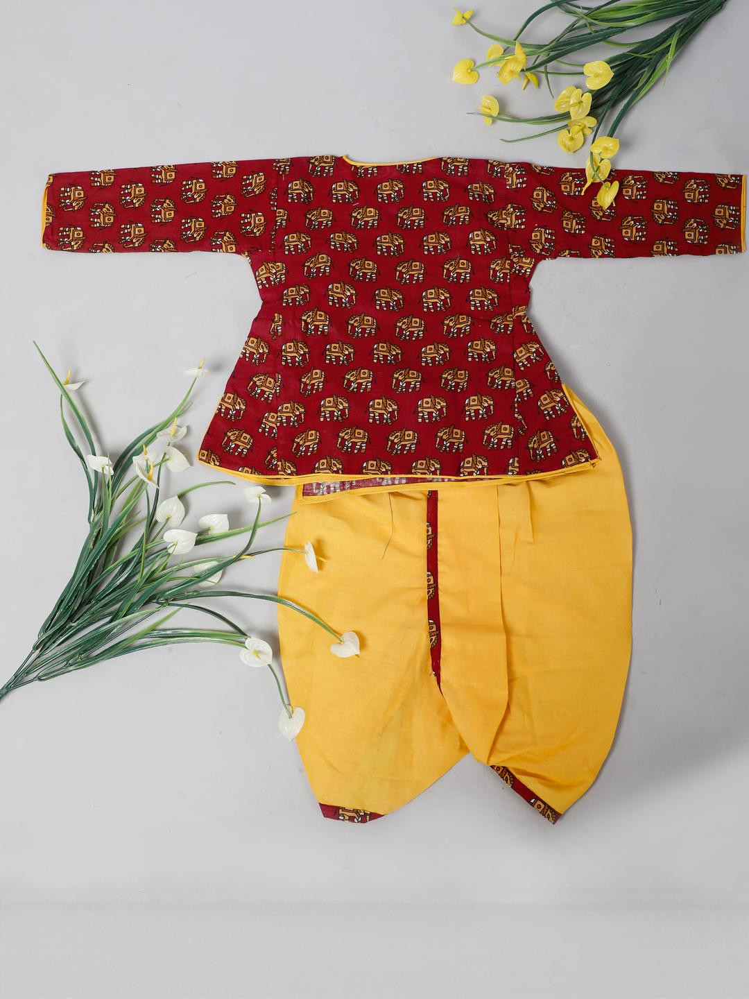 Little Dreams Boys Printed Angarkha Kurta with Dhoti