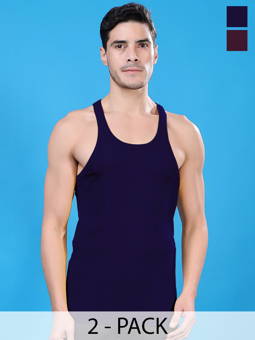 Friskers Pack Of 2 Pure Cotton Gym Vests 270525CA-05-16