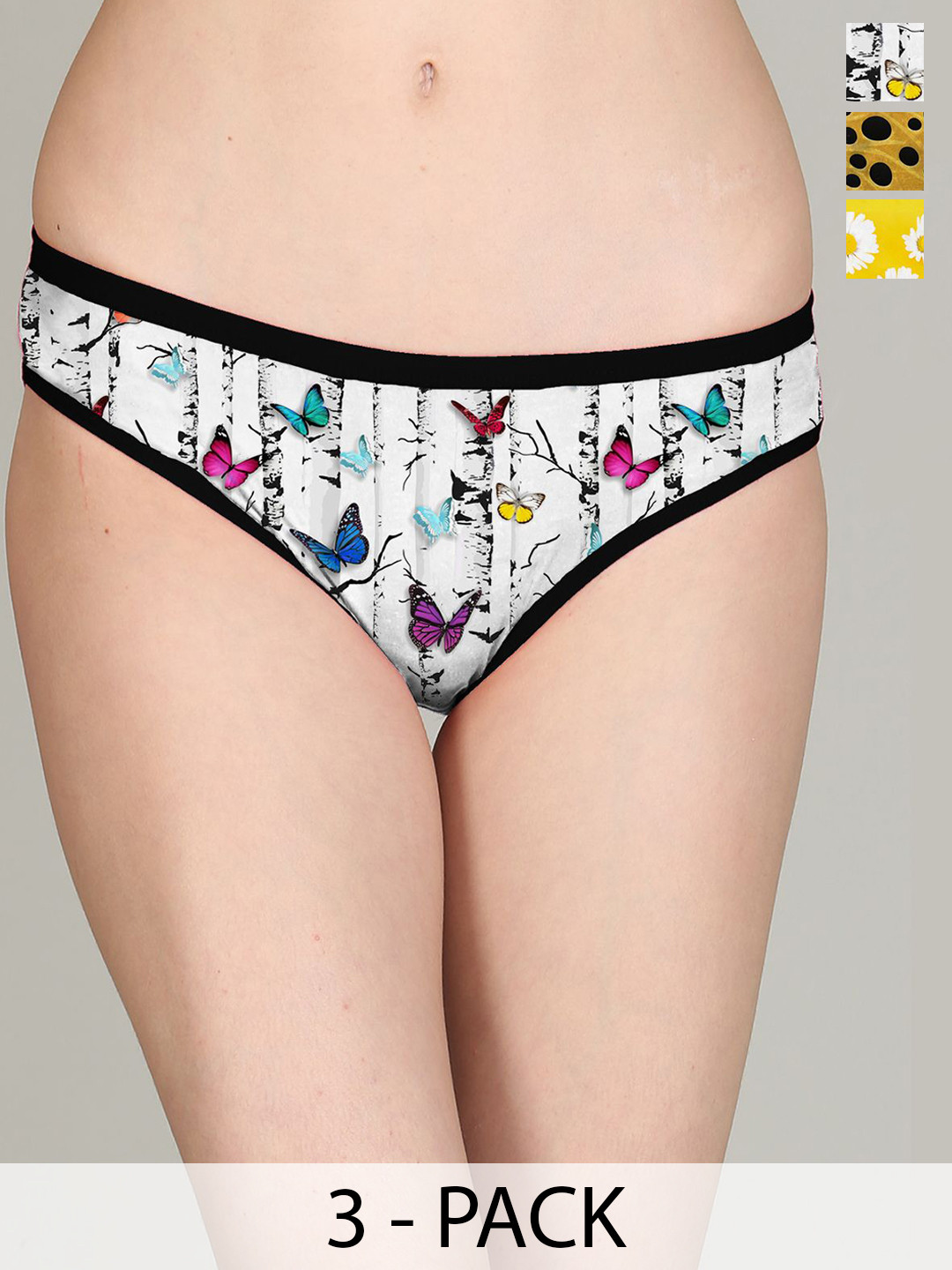 Lola  Dola Pack Of 3 Printed Cotton Hipster Briefs + PPC-01--(21-22-23)