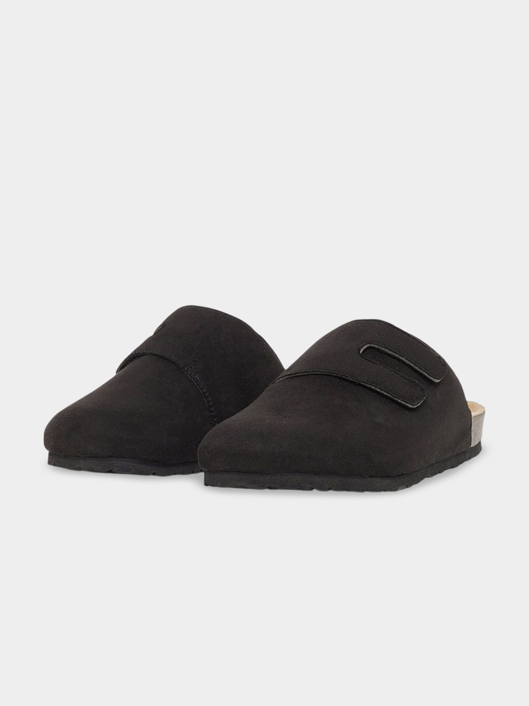 Styli Men Round Toe Buckle Detailing Comfortable Suede Mules