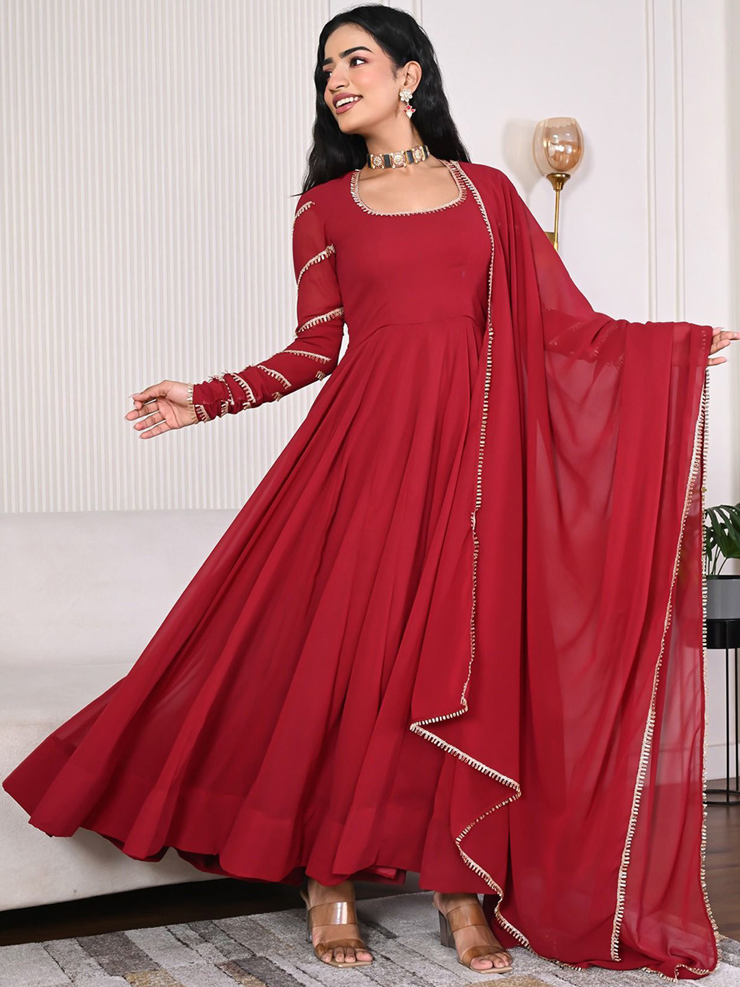 ANISH BY AHINSA Women Solid Kurta with Trousers & Dupatta