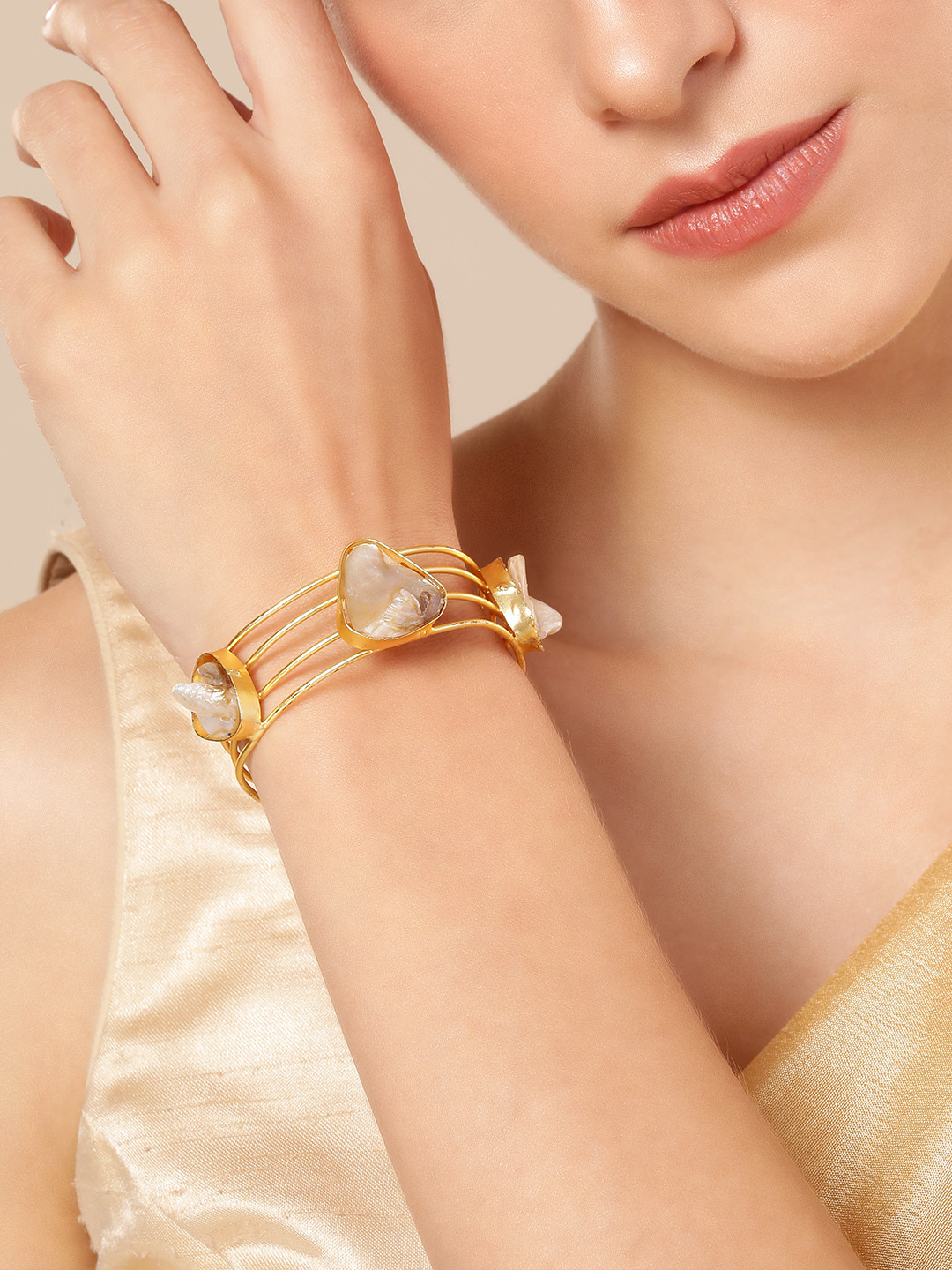 Anouk Mother of Pearl Gold-Plated Cuff Bracelet