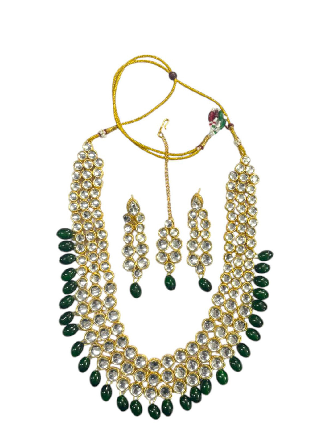 Saree Swarg Gold Plated Stone Studded & Beaded Jewellery set