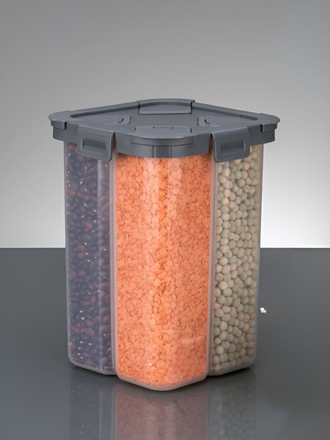 Aura Set of 1 Grey Airtight Plastic Kitchen Storage Containers 2000 ml
