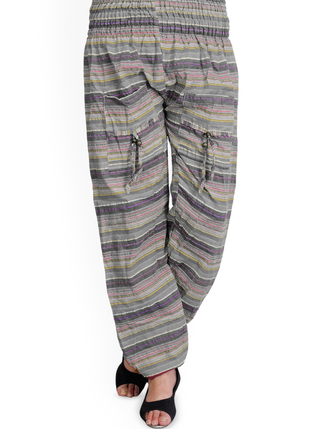 Exotic India Women Smart Cotton Woven Yoga Trousers with Front Pockets
