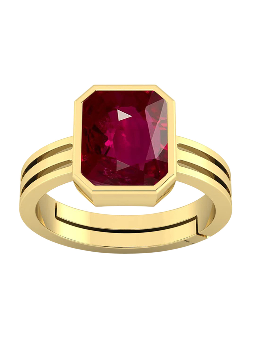 RSPR 4.25 Ratti 3.60 Carat Ruby Manikya Gemstone-Studded Adjustable Finger Ring