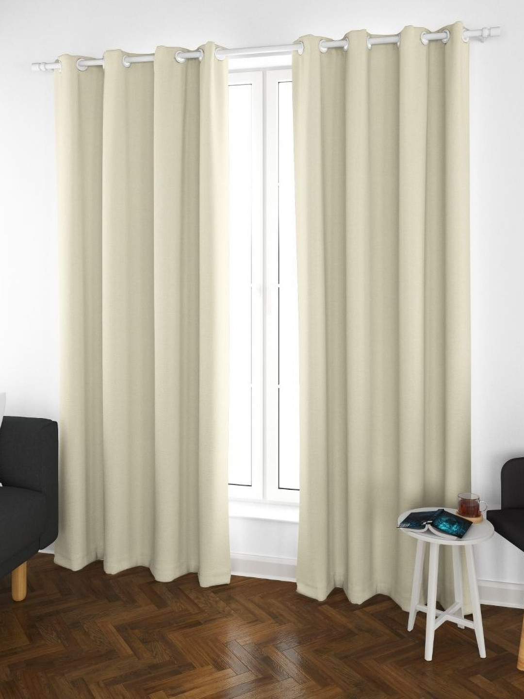 Parda Online Off White Black Out Window Curtain