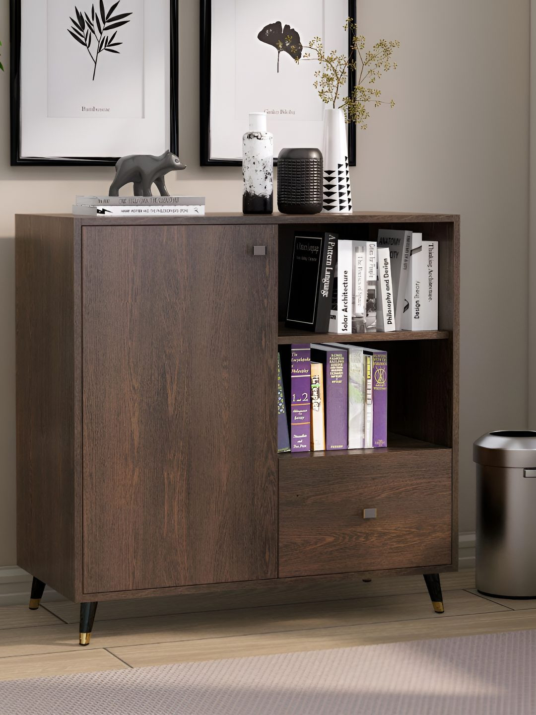 HEXA RED Brown Moisture & Termite Resistant Free Standing Book Shelf