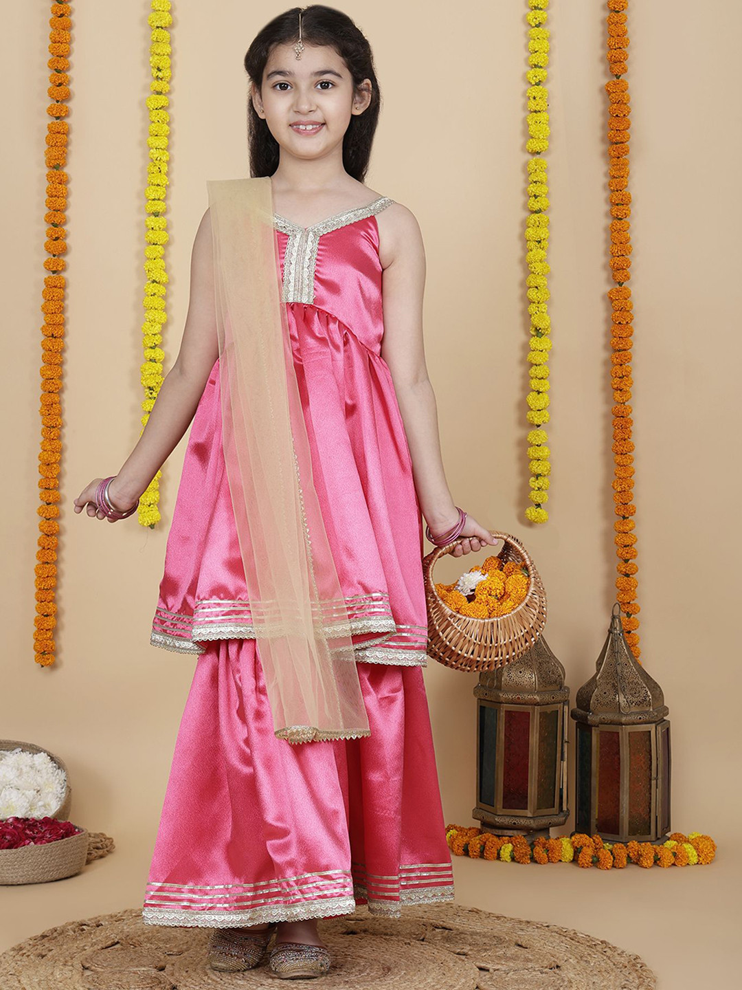 Sangria Girls Anarkali Kurta & Sharara With Dupatta