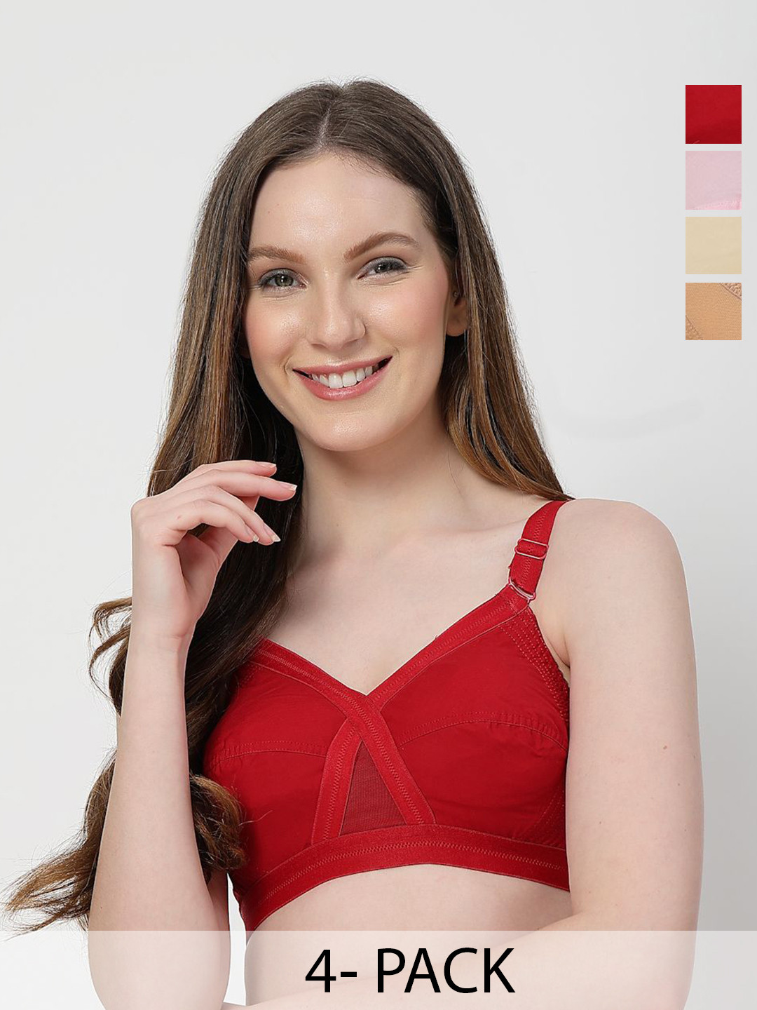 LILY c8811 Pack Of 4 Solid Full Coverage Minimizer Bra
