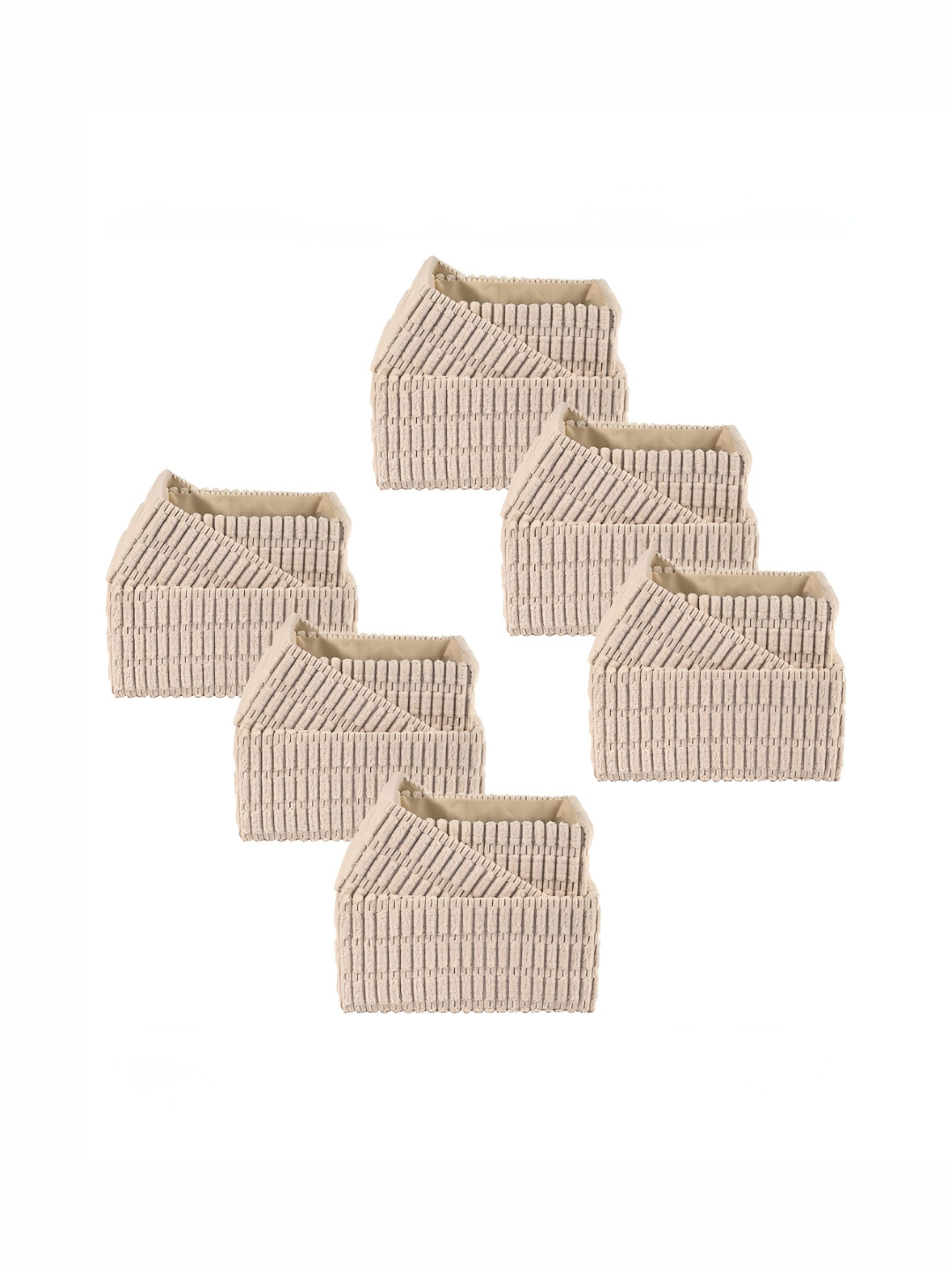 Aura Beige Set of 18 Regular Drawer Organiser Storage Basket