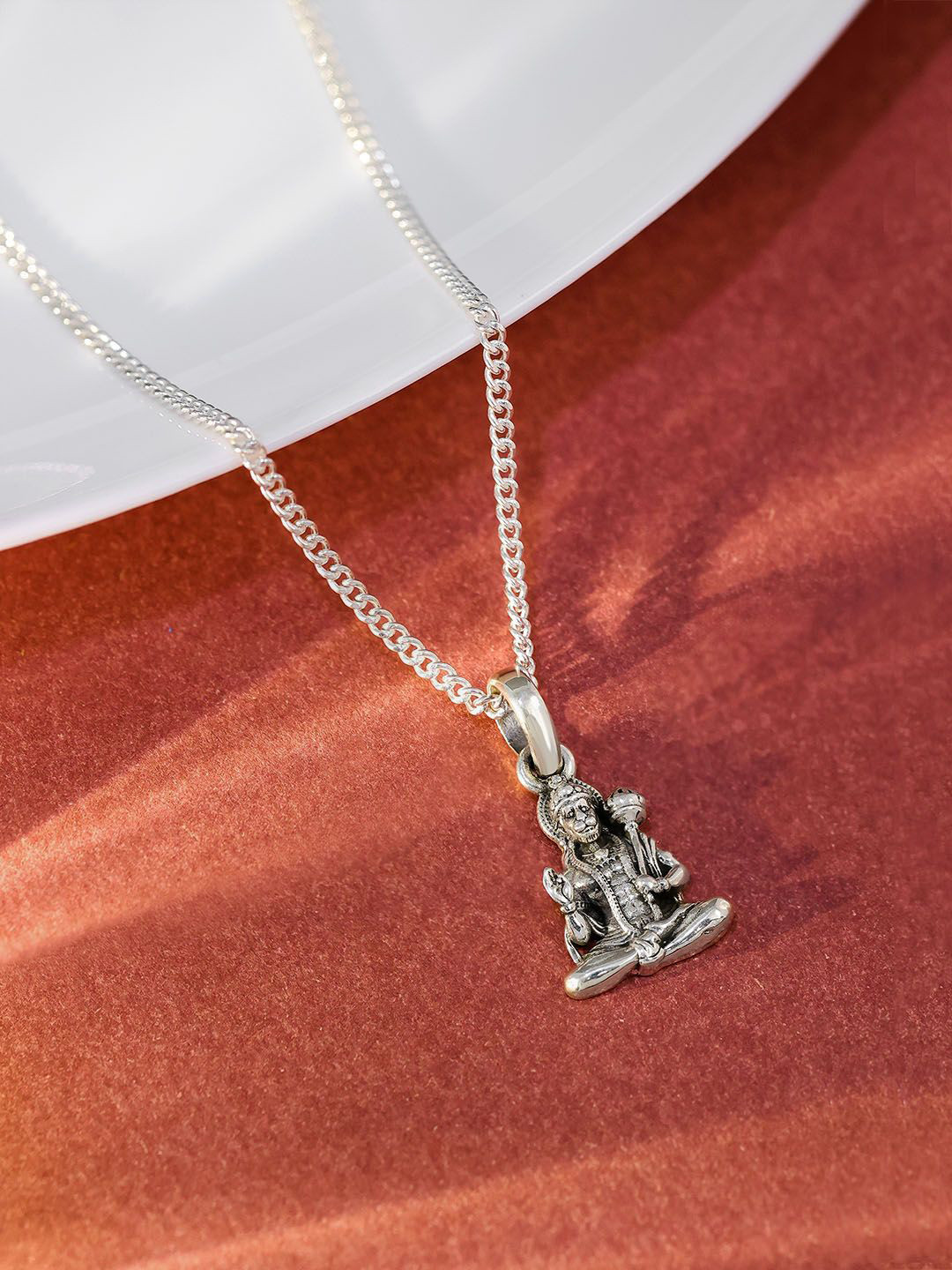 Tweov Jewels Men 925 Sterling Silver Sitting Lord Hanuman Ji Pendant