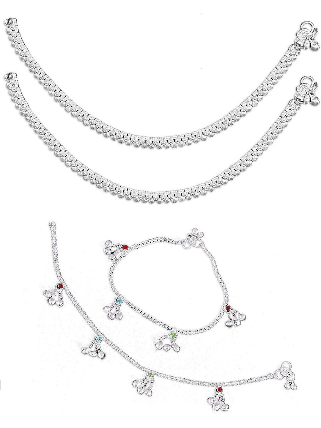 Crazy Fashion Women Pack Of 2 Pair Of Stainless still Anklet