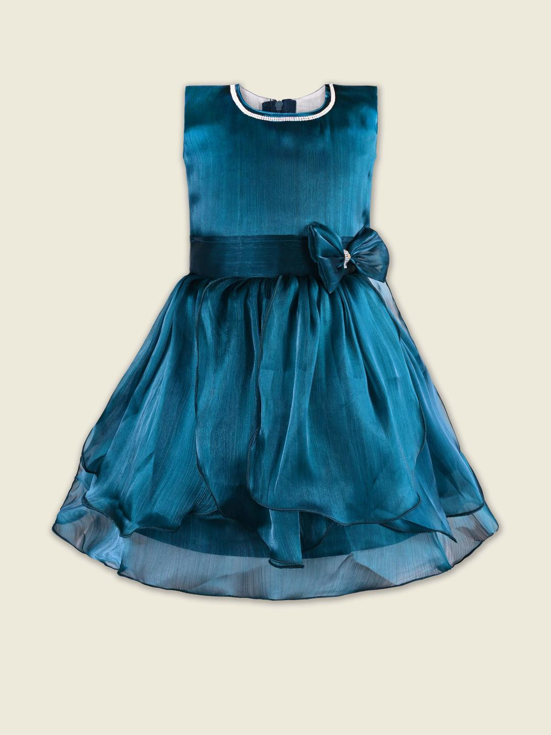 Girls Solid No Sleeve Fit and Flare Frock Dress