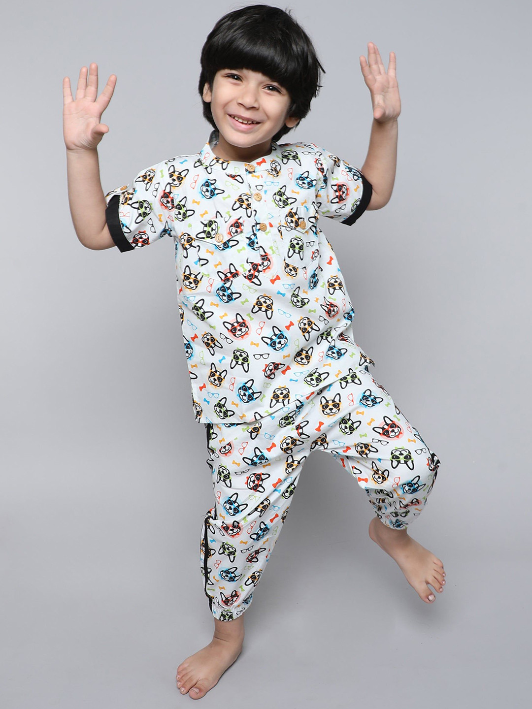 Little Clothings Doggy Dazzle Boys Pure Cotton Printed Night suit