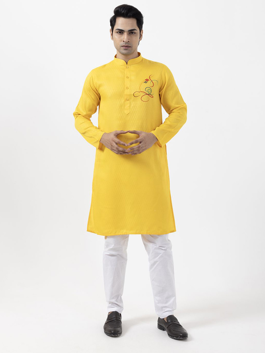 DEVOILER Men Ethnic Motifs Woven Design Cotton Ethnic Kurta