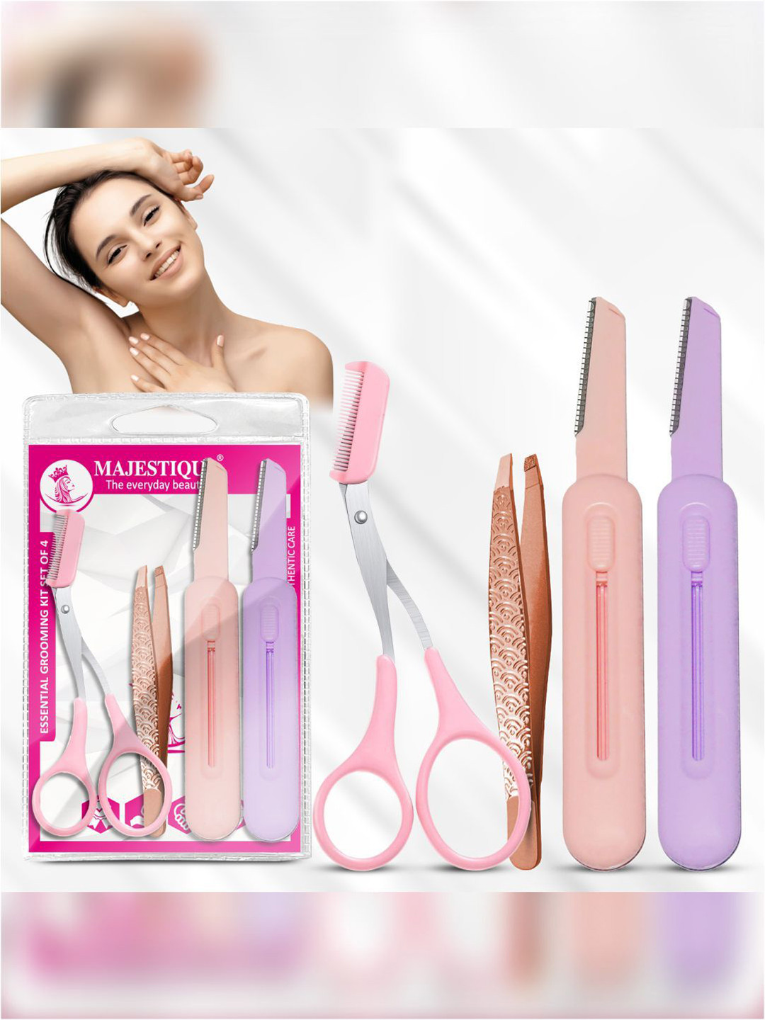 MAJESTIQUE Set Of 4 Essential Grooming Facial Hair Removal Kit