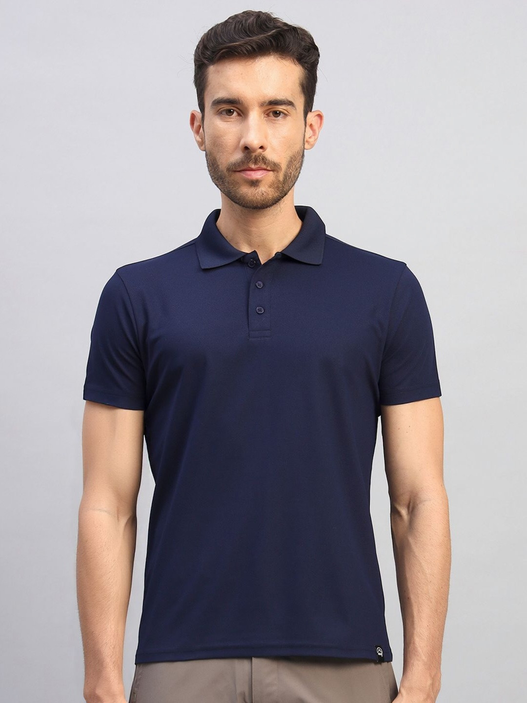 Reccy Hiking Ribbed Polo Collar Wrinkle Resistant Moisture Wicking Quick Drying T-Shirt