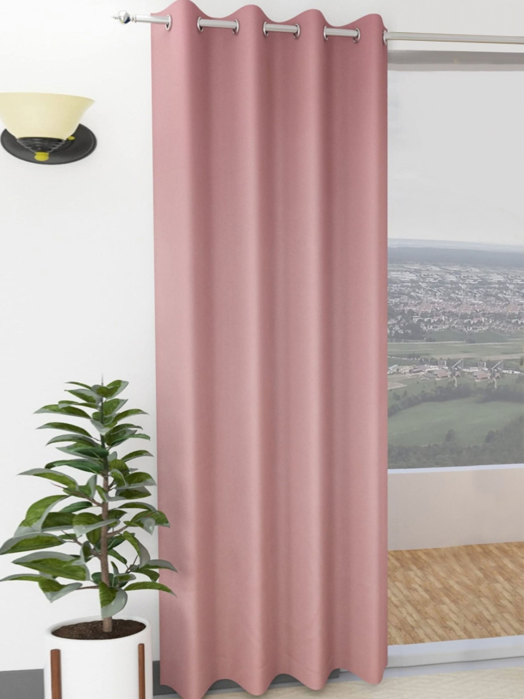 Yellow Weaves Rose Gold Black Out Door Curtain