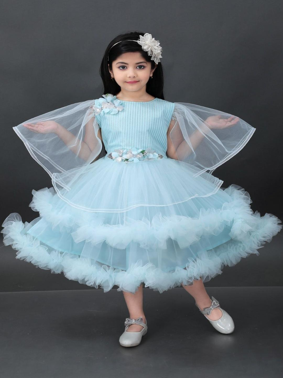 Bongprince Tie and Dye Cape Sleeve Net Fit & Flare Dress