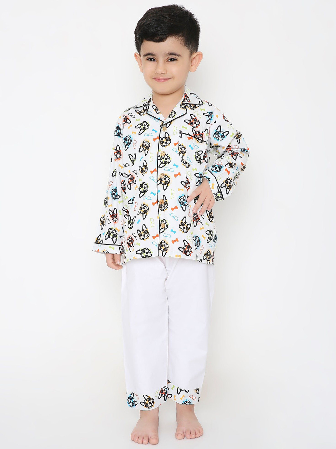 Little Clothings Boys Printed Doggy Dazzle PJ Pure Cotton Night suit