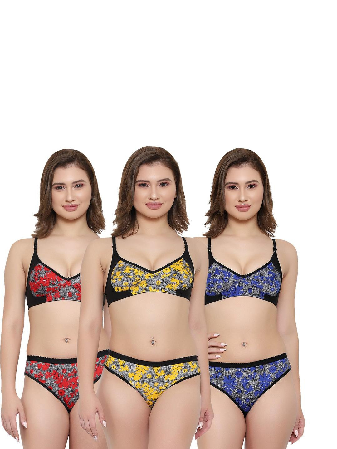 TACE Women Flower Black Lingerie Sets