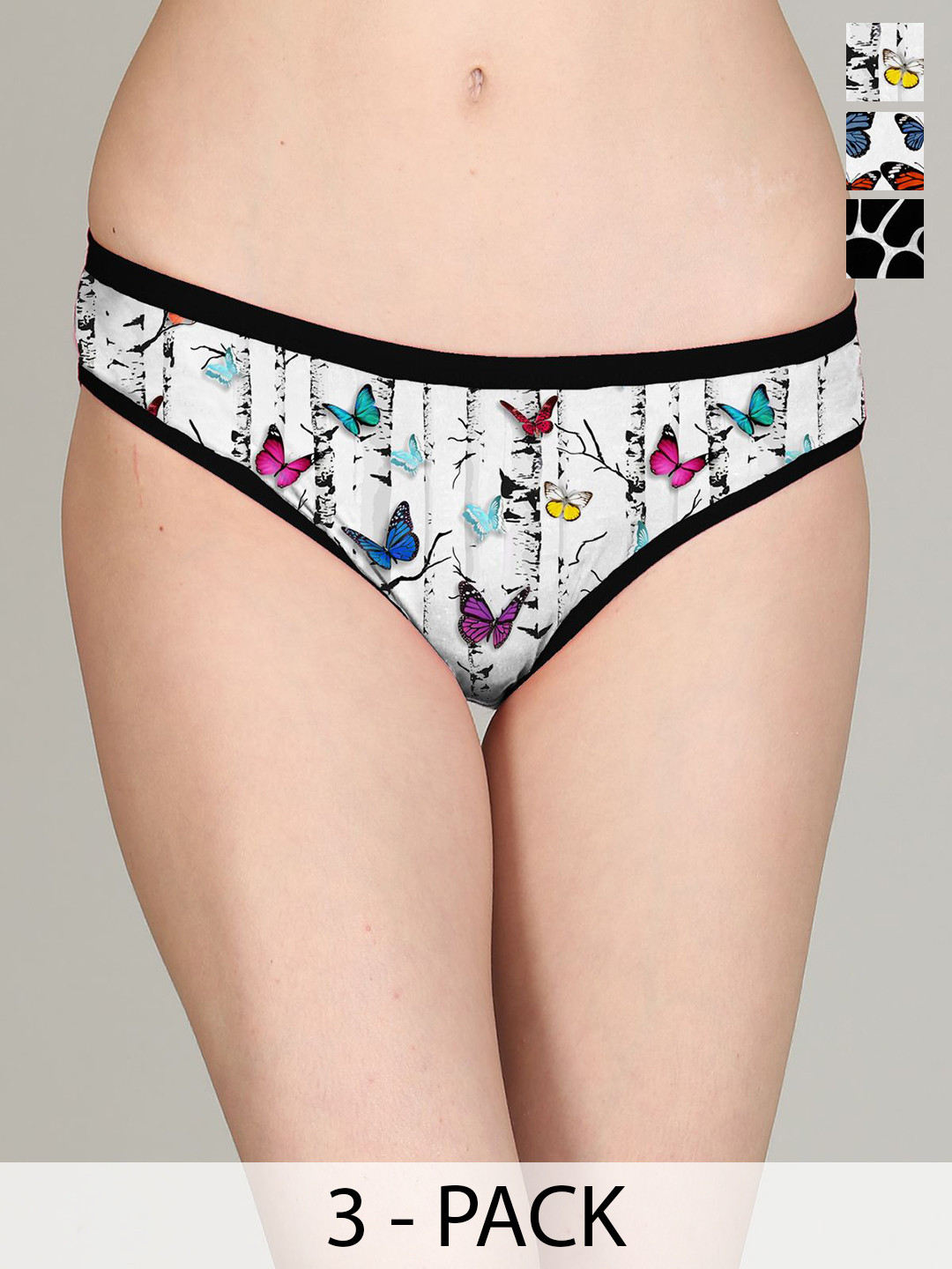 Lola  Dola Pack Of 3 Printed Pure Cotton Hipster Briefs + PPC-01--(15-20-21)