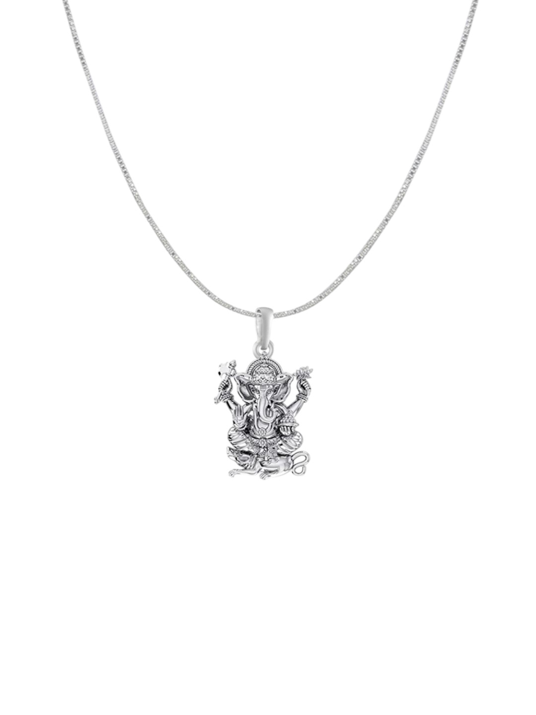 AKSHAT SAPPHIRE Sterling Silver Silver-Plated Ganesh Shaped Pendants With Chains