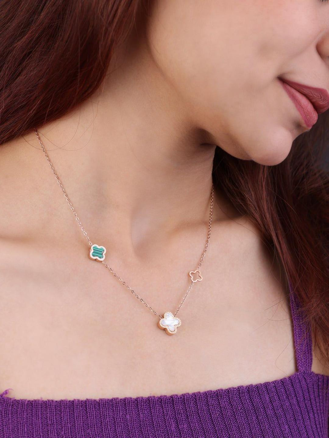 JKL Jewelry Rose Gold-Plated Stainless Steel Necklace