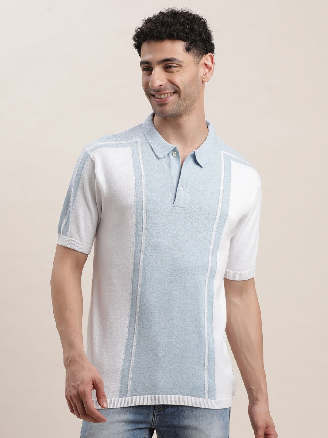 Turtle Self Design Polo Collar 100% Cotton Slim Fit T-Shirt