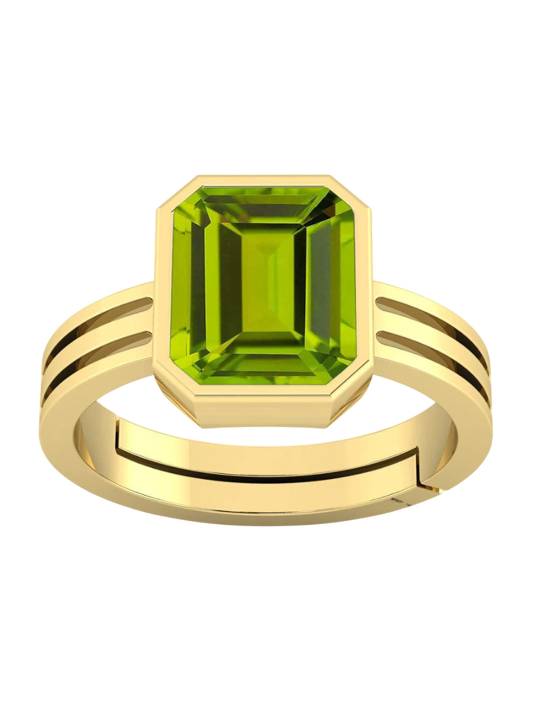 RSPR Natural Peridot Gemstone Studded Adjustable Finger Ring