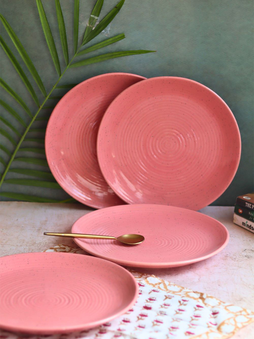 WEAVING HOMES Set of 4 - Rosy Pink Dinner Plate