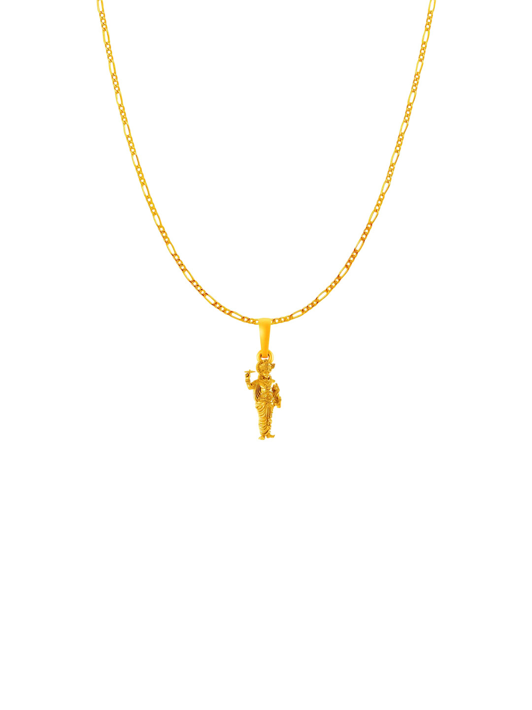 AKSHAT SAPPHIRE Silver 22 KT Gold-Plated Krishna Pendants With Figaro Chains