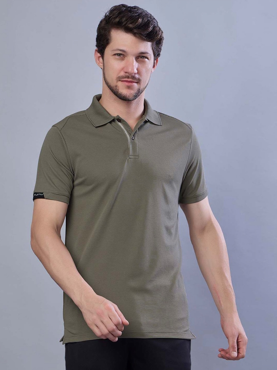 SPORT SUN Striped Polo Collar T-shirt