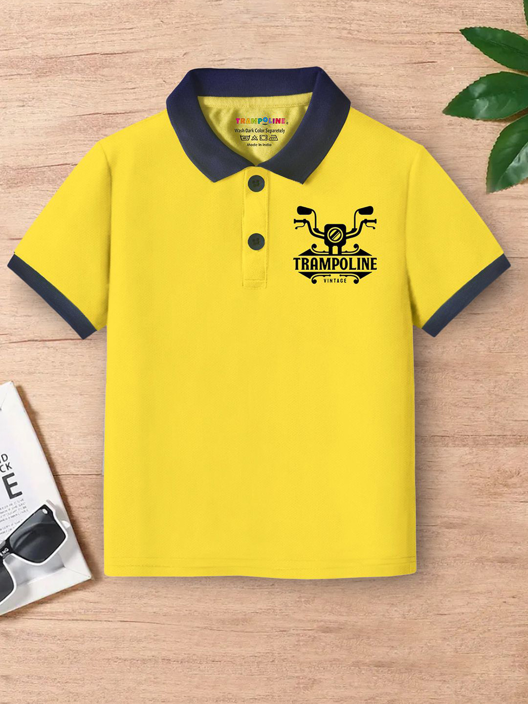 YK X Trampoline Boys Brand Logo Printed Polo Collar T-Shirt