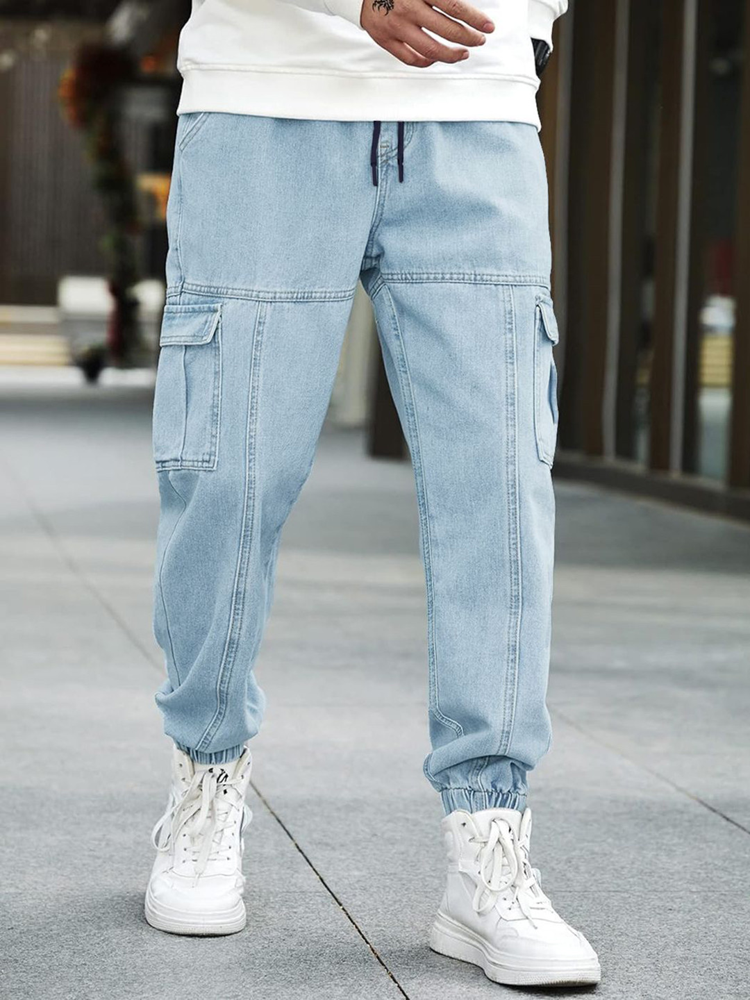 Eyebogler Men Jogger Mid-Rise No Fade Cargo Styles Jeans